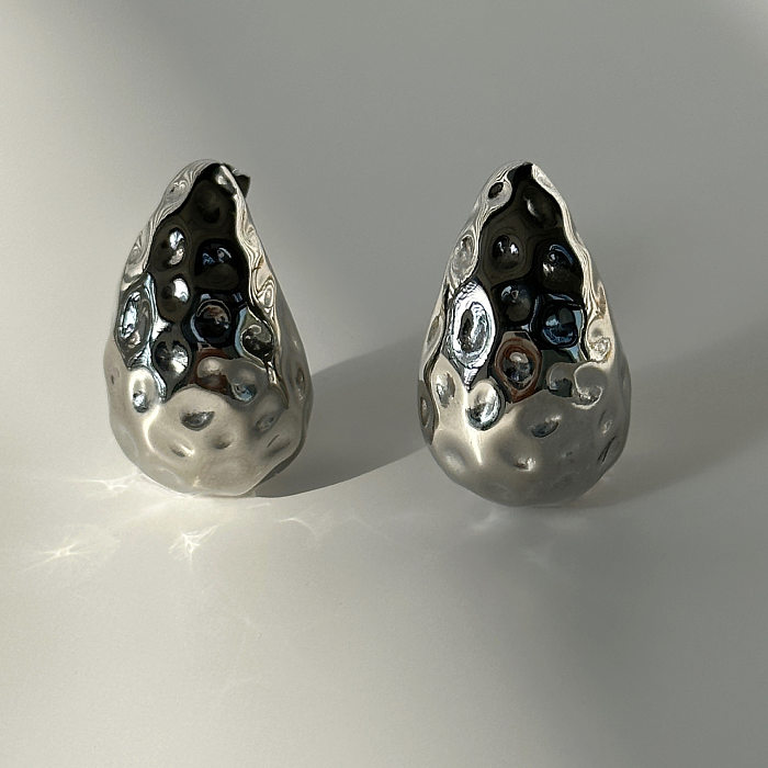 1 paire de clous d'oreilles de base en acier inoxydable plaqué or 18 carats, couleur unie