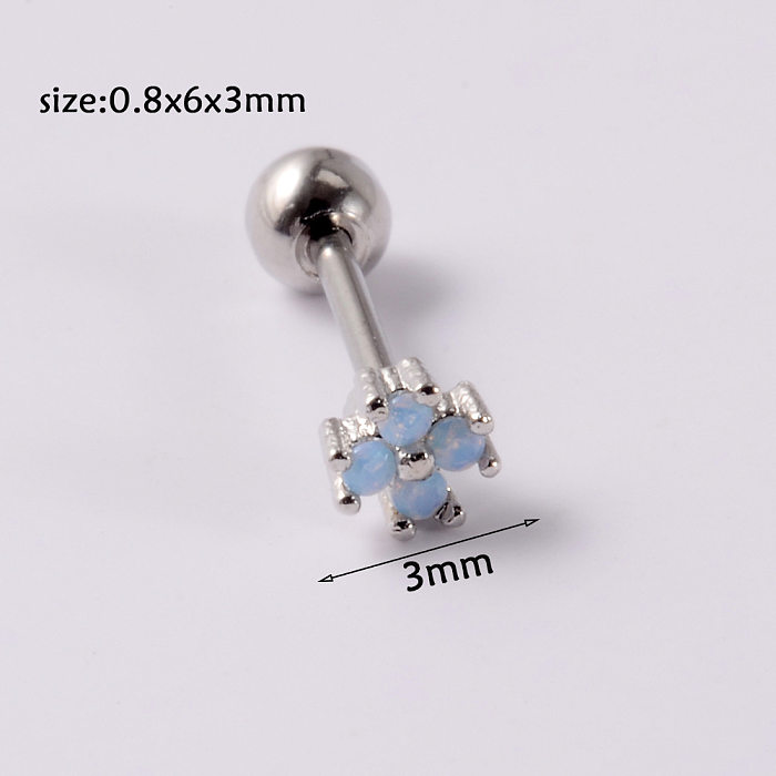 Estilo simples lua arco nó de aço inoxidável plástico inlay artificial diamante orelha studs 1 peça
