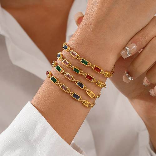 Bracelets colorés en cristal artificiel d'incrustation de placage d'acier inoxydable de Streetwear