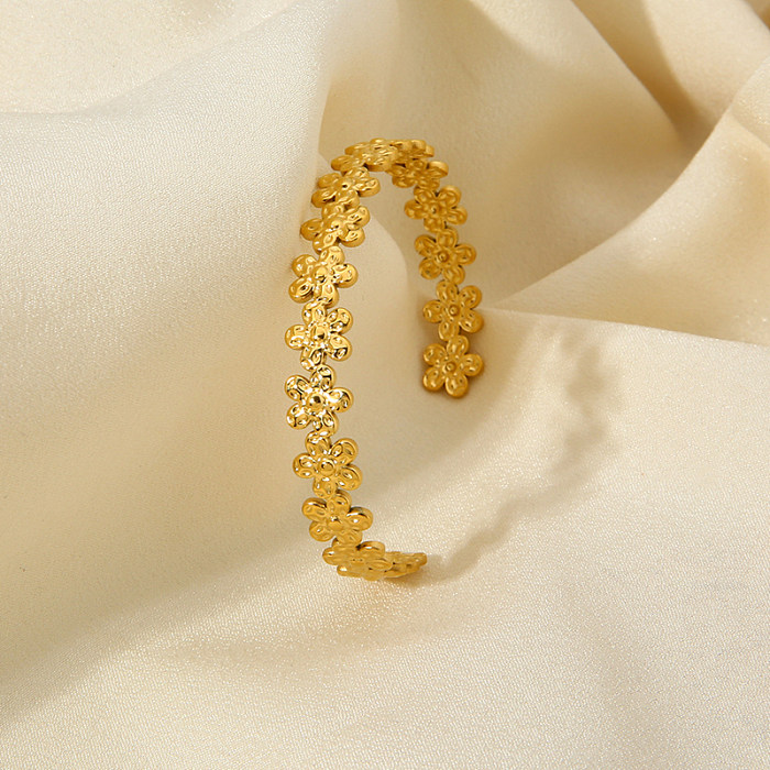 Bracelet plaqué or 18 carats en acier inoxydable avec pétales de bohème de style ethnique rétro