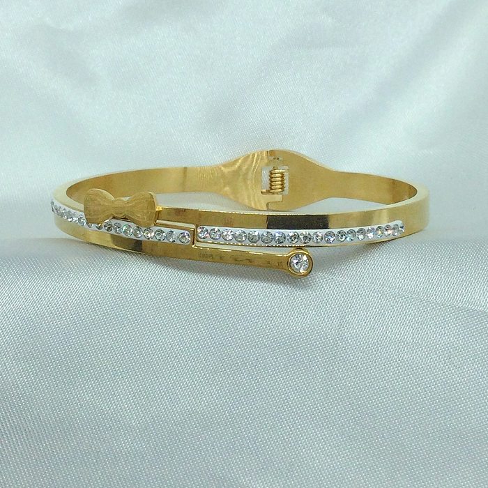 Bracelet en Zircon avec incrustation d'acier et de titane avec nœud papillon de Style classique Simple