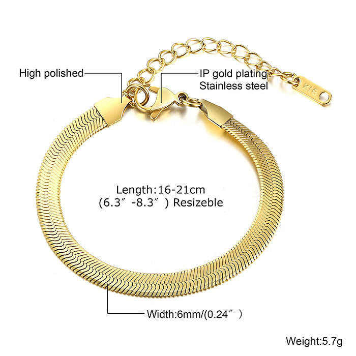 Bracelets plaqués or 18 carats en acier inoxydable de couleur unie de style classique IG en vrac