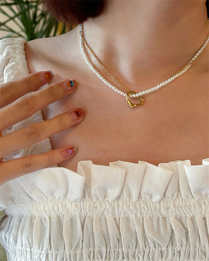 Modern Style Heart Shape Stainless Steel Necklace In Bulk