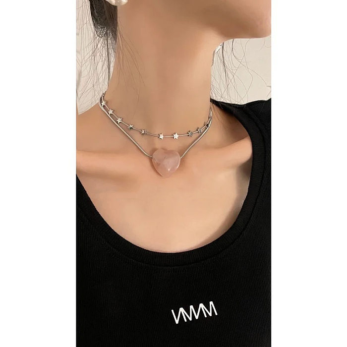 Wholesale Simple Style Star Heart Shape Stainless Steel  Necklace