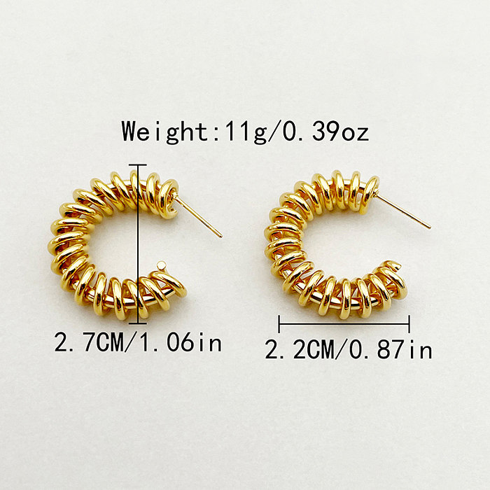 1 Pair Novelty Roman Style C Shape Plating Stainless Steel  Gold Plated Ear Studs