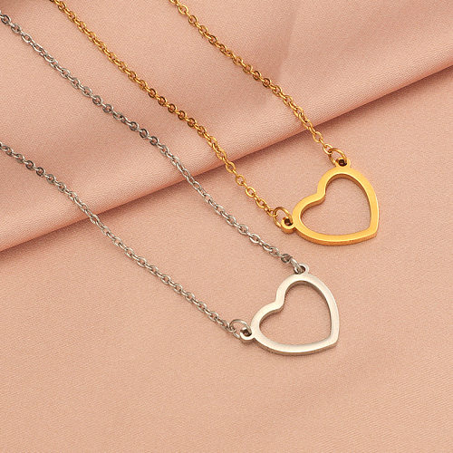 Lady Heart Shape Stainless Steel  Plating Pendant Necklace