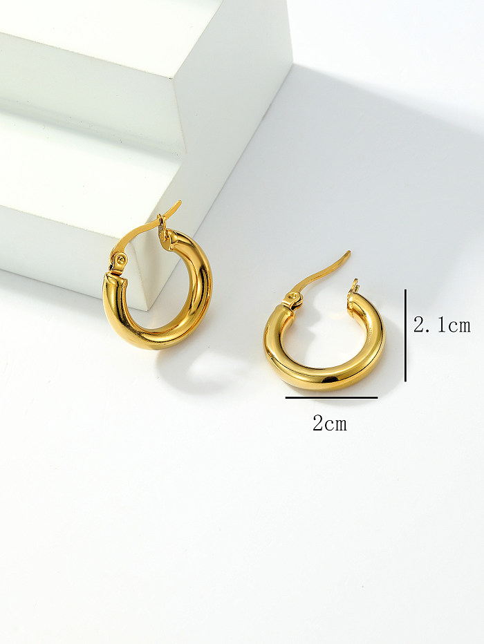 1 paire de clous d'oreilles plaqués or 18 carats, Style Simple, cercle en acier inoxydable