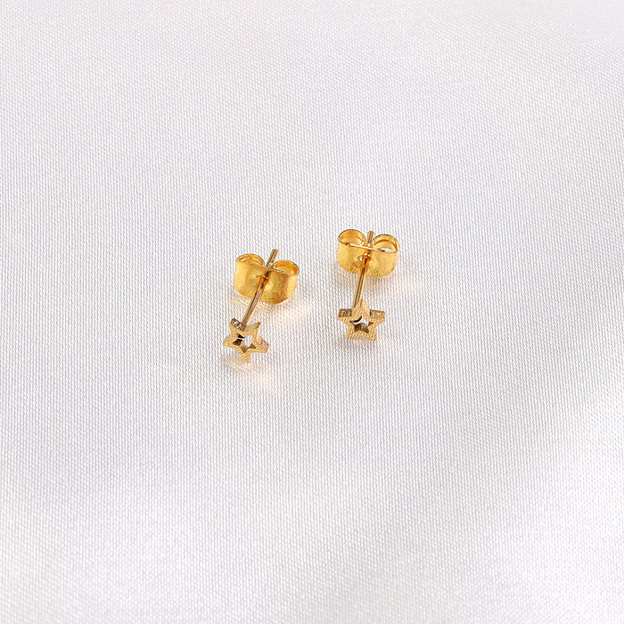 1 Pair Simple Style Solid Color Plating Stainless Steel 18K Gold Plated Ear Studs