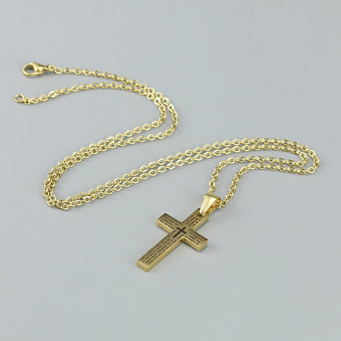 Colar de aço inoxidável do pendente da cruz do estilo simples que chapeia colares de aço inoxidável