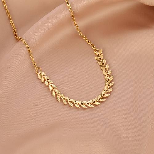 Simple Style Leaf Stainless Steel  Stainless Steel Plating Necklace 1 Piece