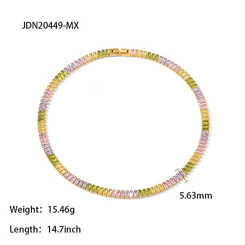 Fashion Multicolor Stainless Steel  Inlay Zircon Necklace