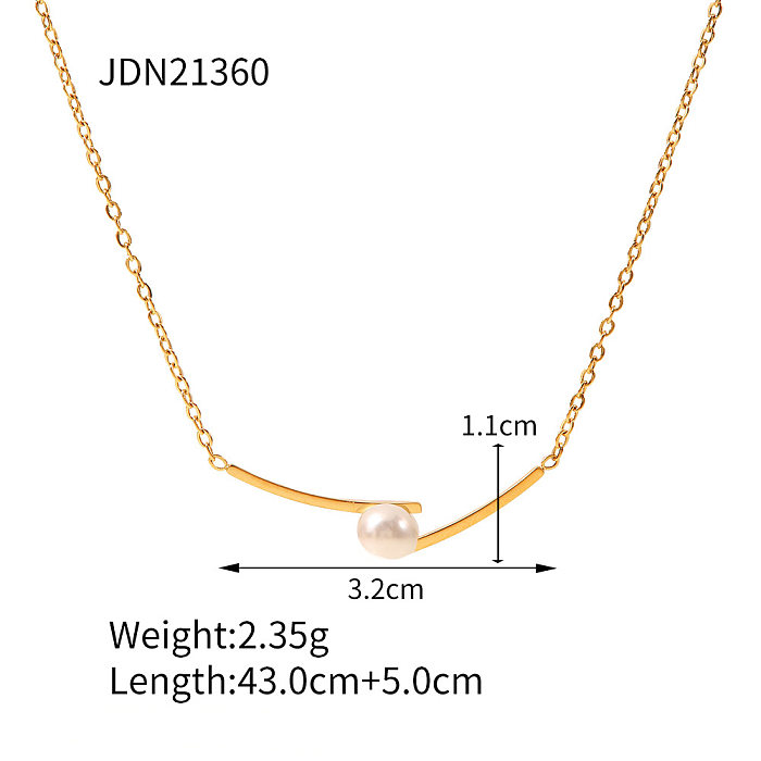 Elegant Geometric Stainless Steel  Plating Artificial Pearls Necklace