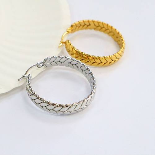 1 Pair Fashion Solid Color Twist Stainless Steel  Plating Hoop Earrings