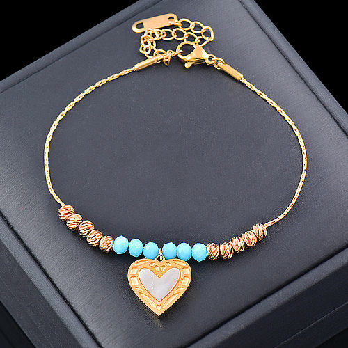 Fashion Heart Shape Titanium Steel Gold Plated Shell Bracelets 1 Piece