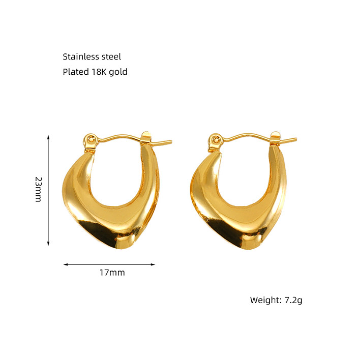 1 par de aretes elegantes chapados en oro de acero inoxidable con revestimiento de color sólido