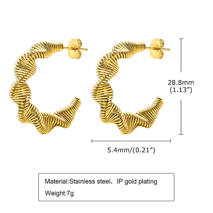 1 Pair Retro Solid Color Plating Stainless Steel  Gold Plated Ear Studs
