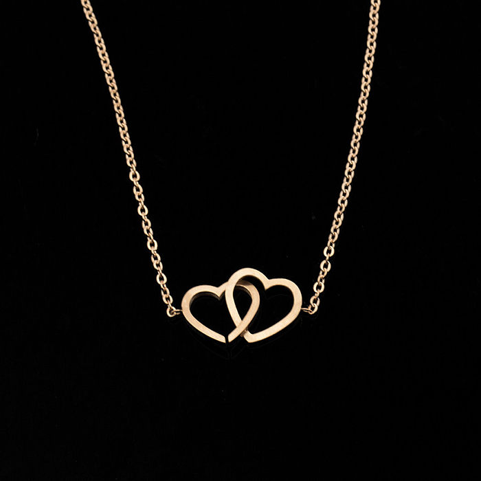 Simple Double Hollow Heart Stainless Steel Bracelet Wholesale Jewelry