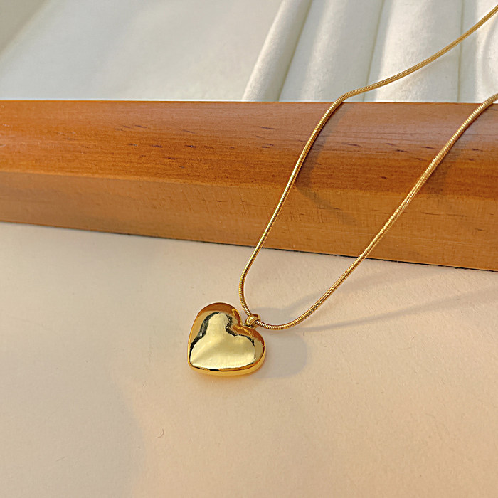 Collier pendentif en acier inoxydable en forme de cœur de style IG en vrac