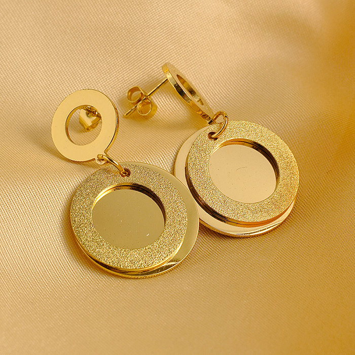 1 Pair Vacation Beach Simple Style Round Plating Stainless Steel  Gold Plated Drop Earrings