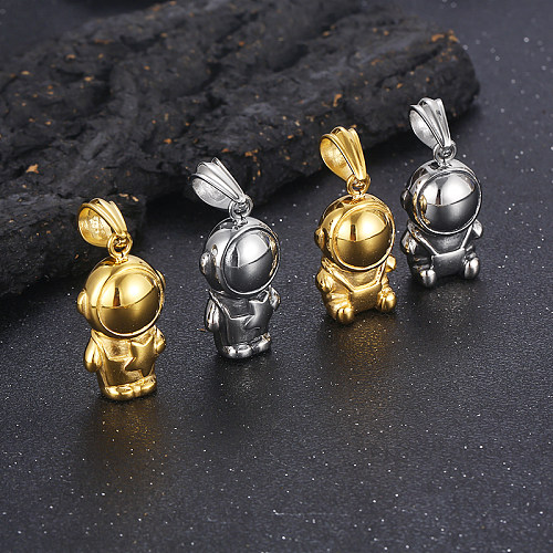 Casual Streetwear Astronaut Stainless Steel Plating 18K Gold Plated Charms Necklace