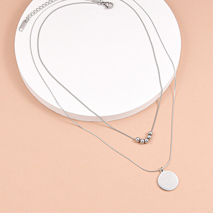 Simple Style Geometric Stainless Steel  Layered Necklaces Plating Stainless Steel  Necklaces