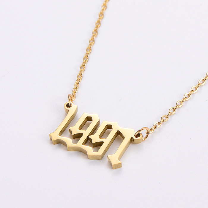 1 Piece Simple Style Number Stainless Steel  Polishing Plating Pendant Necklace