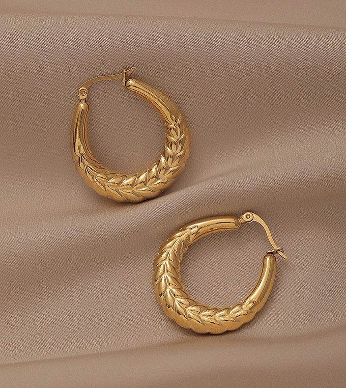 1 Paar schlichter, klassischer Stil, vergoldete Ohrhänger aus Edelstahl mit Twist-Beschichtung