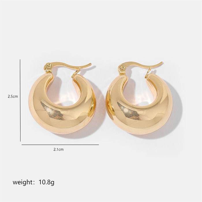 1 Pair Simple Style Solid Color Commute Geometric Semicircle Circle Plating Stainless Steel  18K Gold Plated Earrings