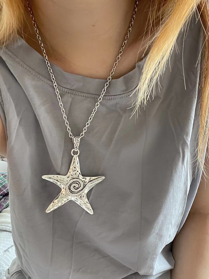 Y2K Hip-Hop Exaggerated Star Alloy Stainless Steel Polishing Pendant Necklace Long Necklace