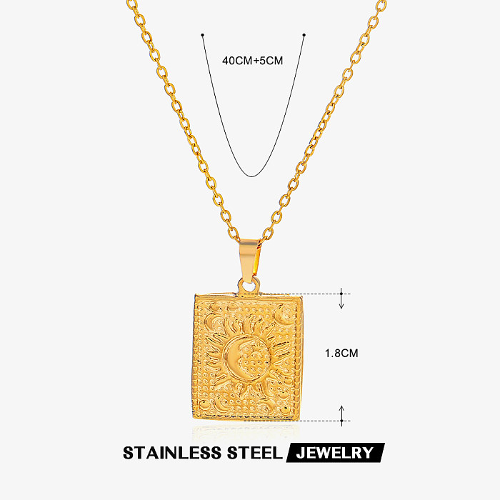 Collar chapado en oro de 18 quilates con revestimiento de acero inoxidable y sol de estilo vintage