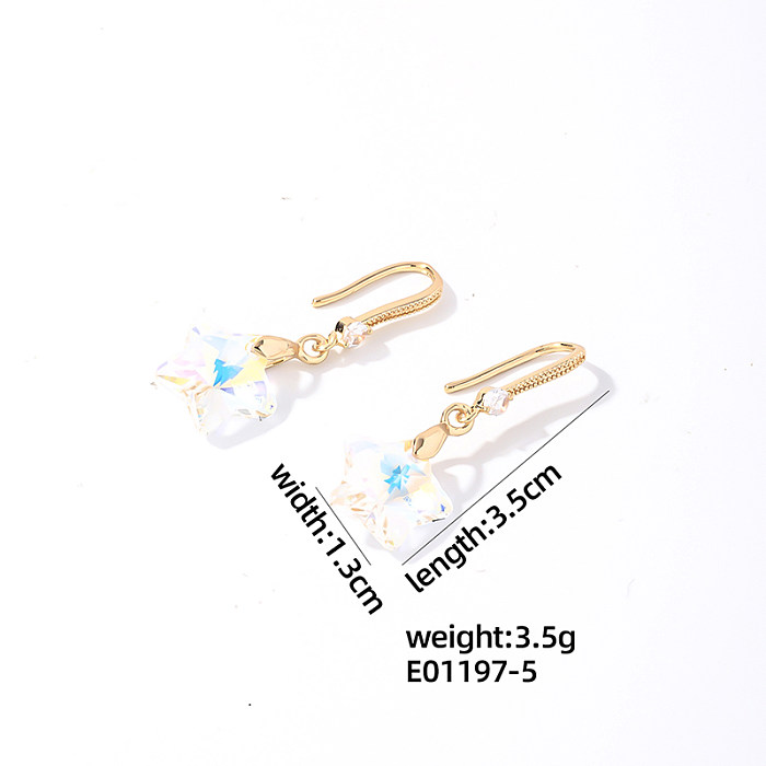 1 Paar lässige, süße Streetwear-Ohrringe mit Stern-Herzform-Beschichtung aus Edelstahl, vergoldet