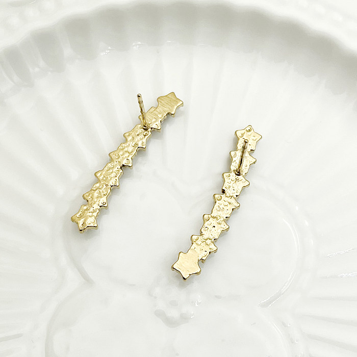 1 Paar Damen-Ohrstecker mit Blumen-Motiv, Edelstahl-Metallbeschichtung, Inlay-Perlen, vergoldet