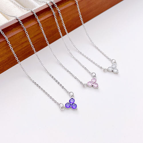 Simple Style Round Dots Stainless Steel  White Gold Plated Gold Plated Zircon Pendant Necklace In Bulk