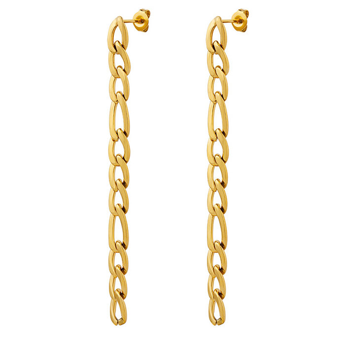 1 Pair Simple Style Chain Stainless Steel Plating 18K Gold Plated Drop Earrings