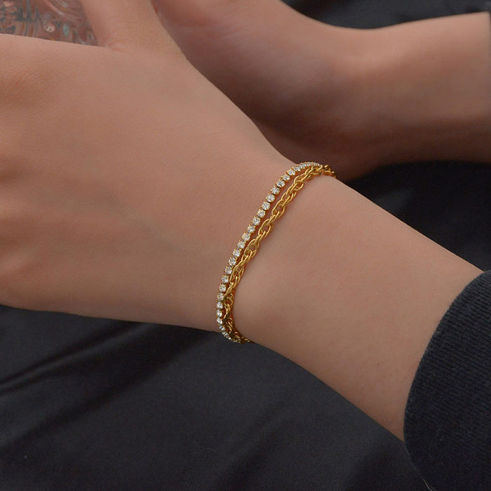 Dames européennes et américaines nouveau bracelet de chaîne à griffes simple bracelet de chaîne de perles en acier inoxydable transfrontalier bijoux à main en diamant ventes directes d'usine