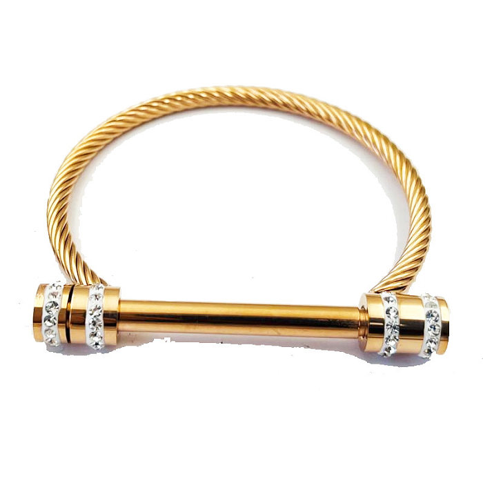 Casual U Shape Stainless Steel Plating Gold Plated Bangle