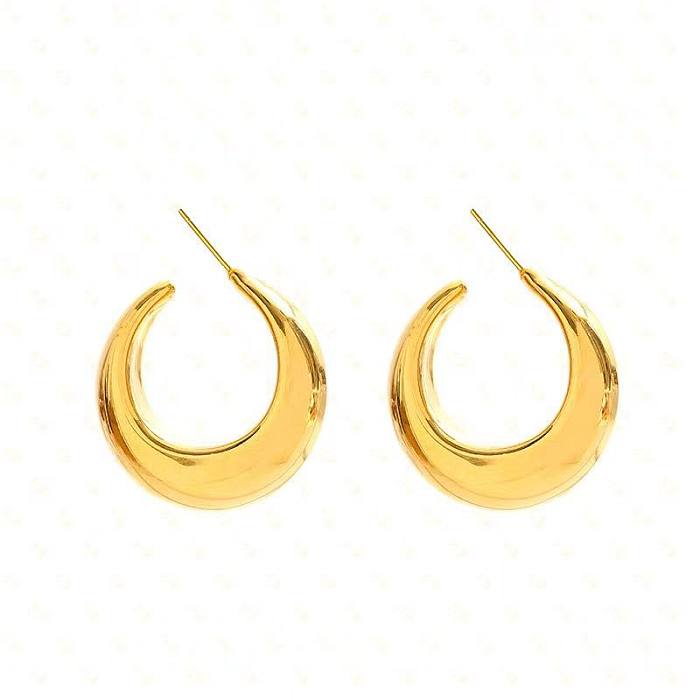 1 par de brincos de orelha banhados a ouro 24K, estilo simples, cor sólida, aço inoxidável