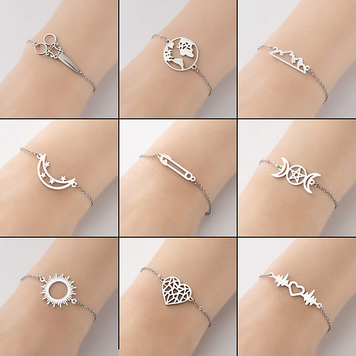 1 Piece Fashion Star Moon Stainless Steel Plating Bracelets