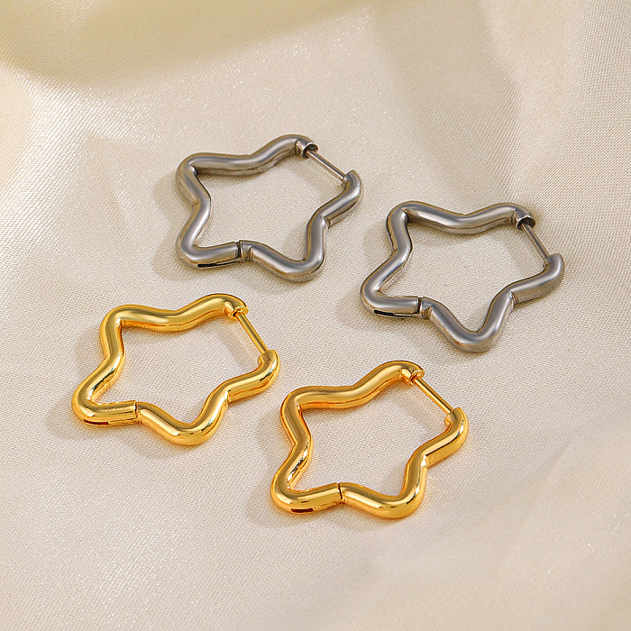 1 par casual estilo simples pentagrama chapeado brincos banhados a ouro 18K de aço inoxidável