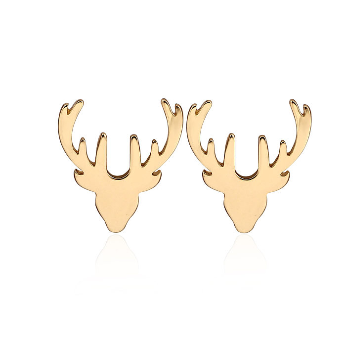 1 Pair Fashion Deer Stainless Steel Ear Studs