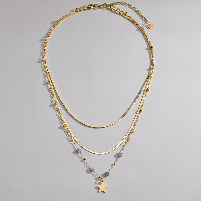 Fashion Pentagram Stainless Steel  Plating Layered Necklaces