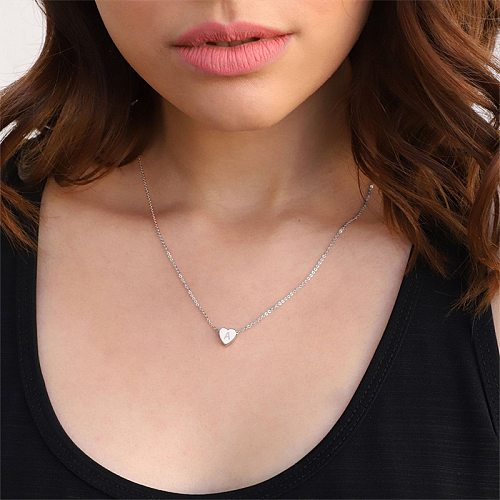 Simple Style Letter Heart Shape Stainless Steel  Stainless Steel Plating Pendant Necklace