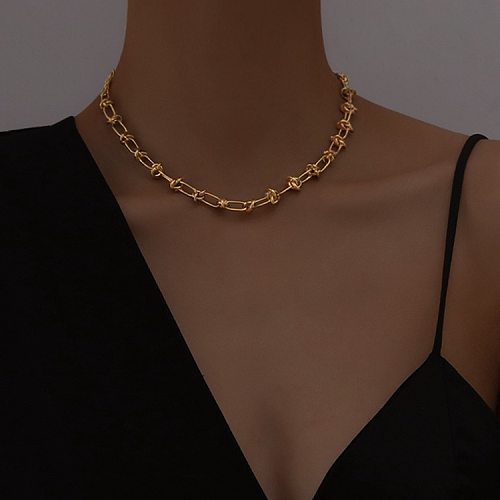 British Style Geometric Stainless Steel Chain Necklace 1 Piece