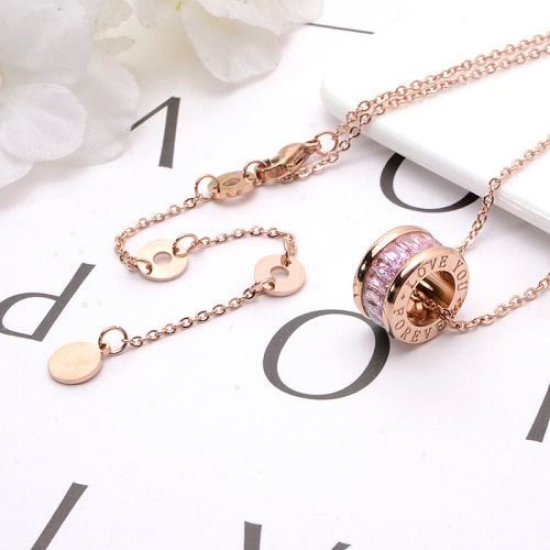Elegant Sweet Round Letter Stainless Steel Pendant Necklace