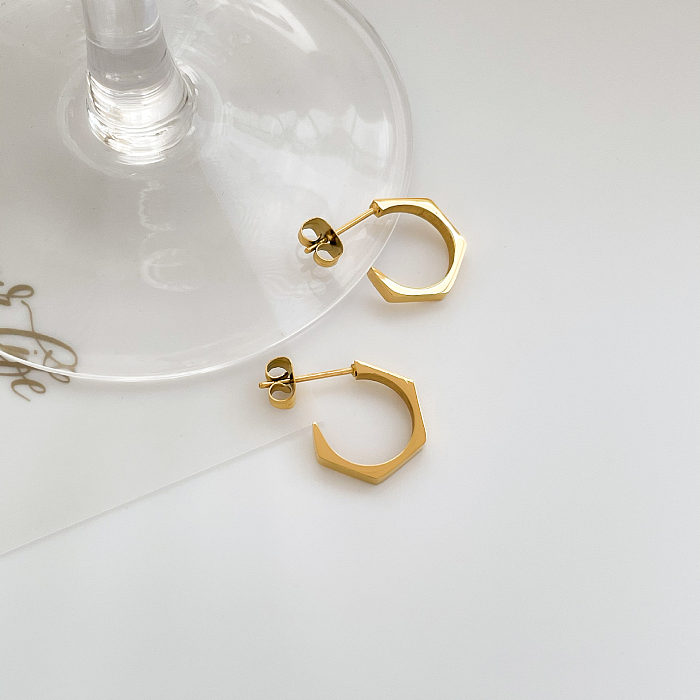 1 Pair Simple Style Geometric Stainless Steel Inlay Rhinestones Earrings
