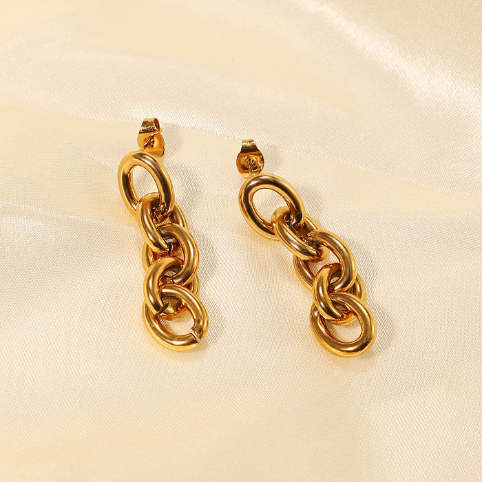 European And American Fashion 18k Gold-plated Stainless Steel  Long Chain Earrings