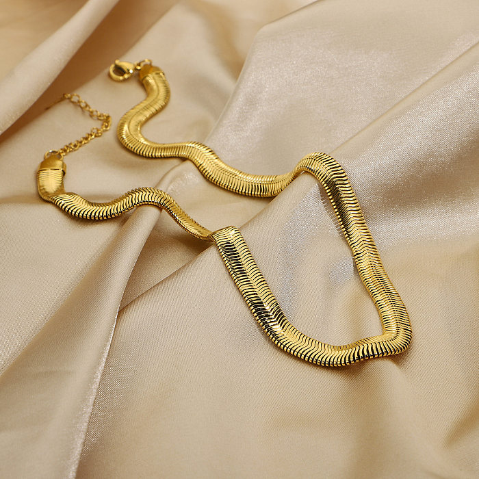 Bijoux en gros, chaîne en os de serpent, collier en acier inoxydable, bijoux