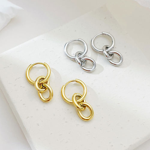 1 Paar Streetwear-Ohrringe mit einfarbiger Beschichtung aus Edelstahl mit Weißgold