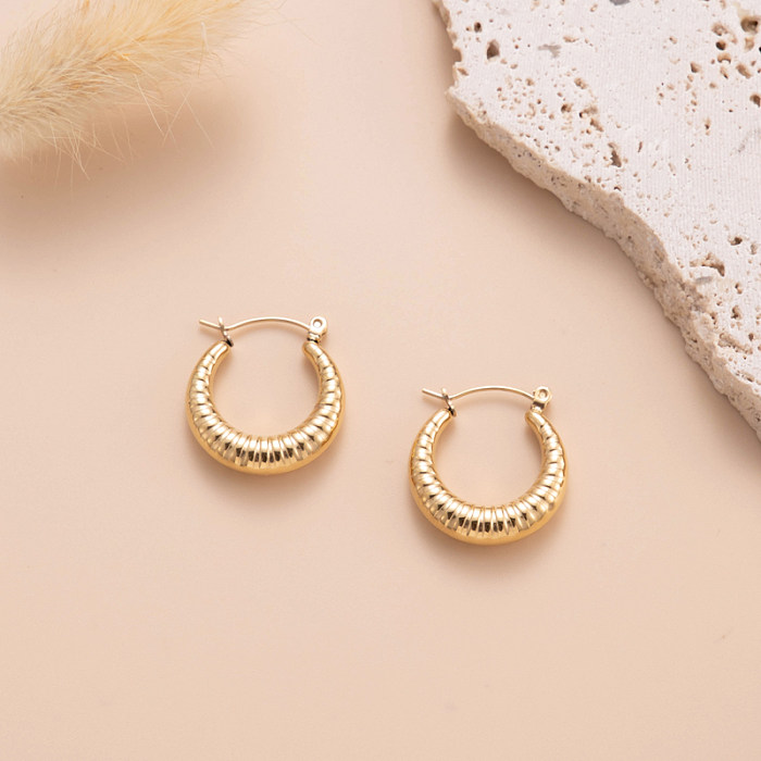 1 Pair Vintage Style Simple Style Circle Snake Plating Stainless Steel  18K Gold Plated Ear Studs