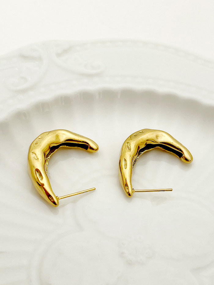 1 Pair Casual Elegant Simple Style Moon Polishing Plating Stainless Steel  Gold Plated Ear Studs